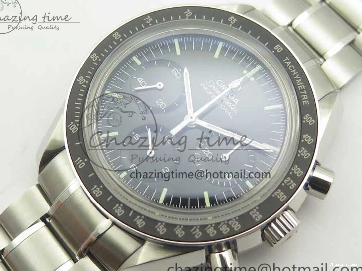 0114 Durable Speedmaster Professional SS OMF Best Edition Black Dial on SS Bracelet Manual Winding Chrono Movement 7995